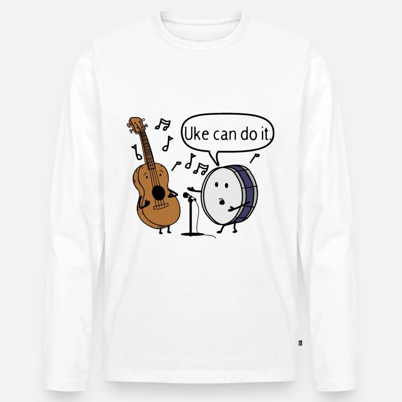 Uke kann es schaffen - Männer Premium Bio Langarmshirt - Weiß