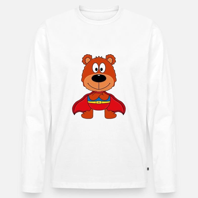 SUPERHELD - TEDDYBÄR - TEDDY - KIND - BABY - Männer Premium Bio Langarmshirt - Weiß