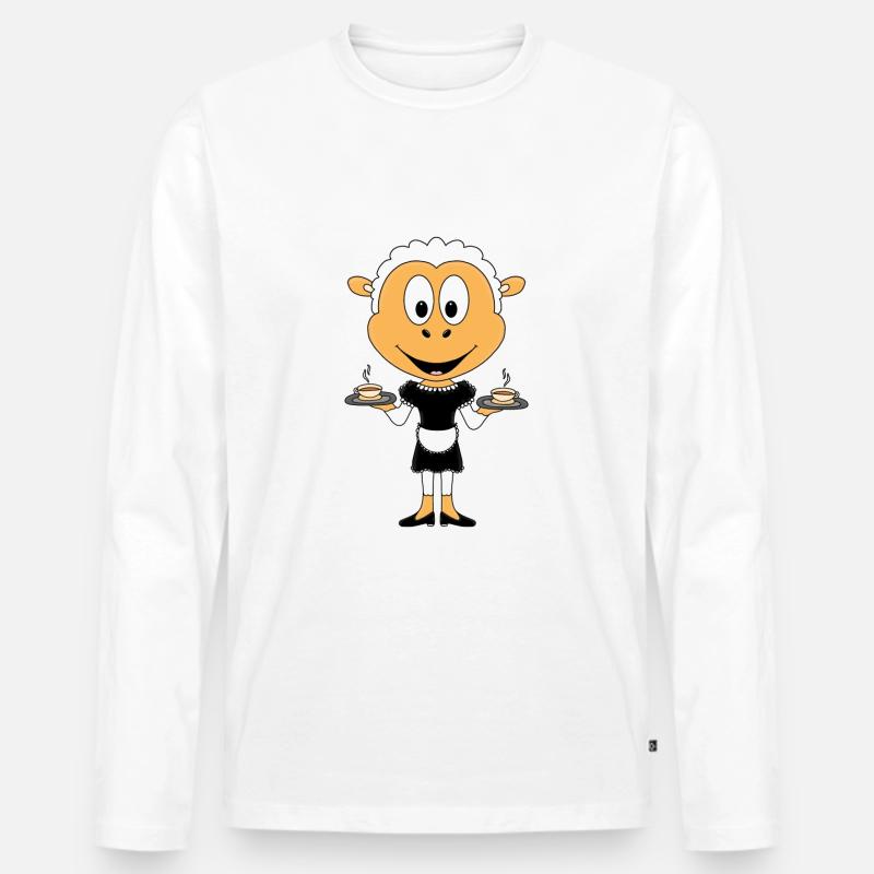 SCHAF - KELLNERIN - GASTRONOMIE - KAFFEE - TEE - Männer Premium Bio Langarmshirt - Weiß