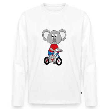 KOALA - FAHRRAD - TIER - TIERISCH - SPORT - Männer Premium Bio Langarmshirt - Weiß - Vorne - Nico (187cm)