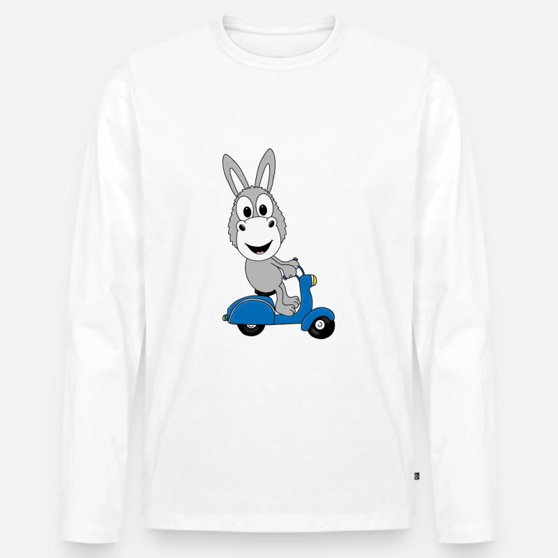 ESEL - ROLLER - TIER - TIERISCH - Männer Premium Bio Langarmshirt - Weiß