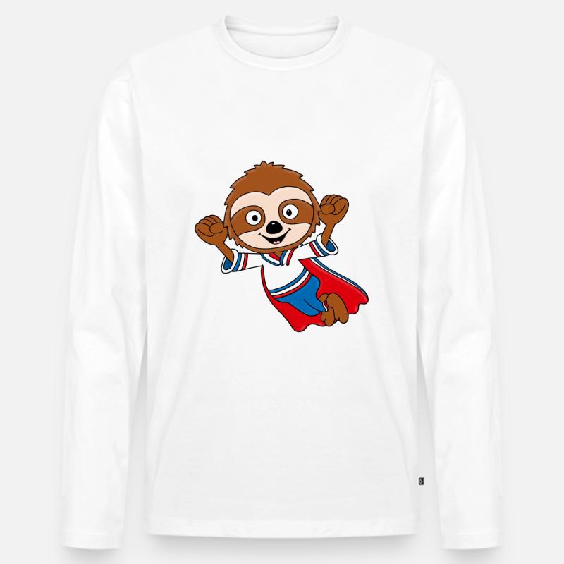 FAULTIER - SUPERHELD - TIER - TIERISCH - KIND - Männer Premium Bio Langarmshirt - Weiß