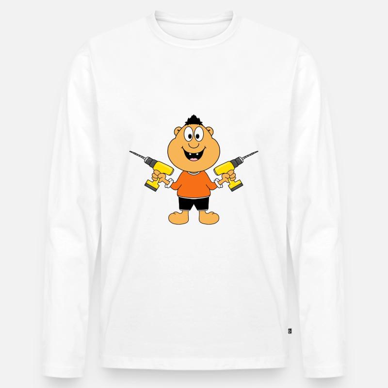 MANN - HEIMWERKER - HANDWERKER - BOHRER - FUN - Männer Premium Bio Langarmshirt - Weiß