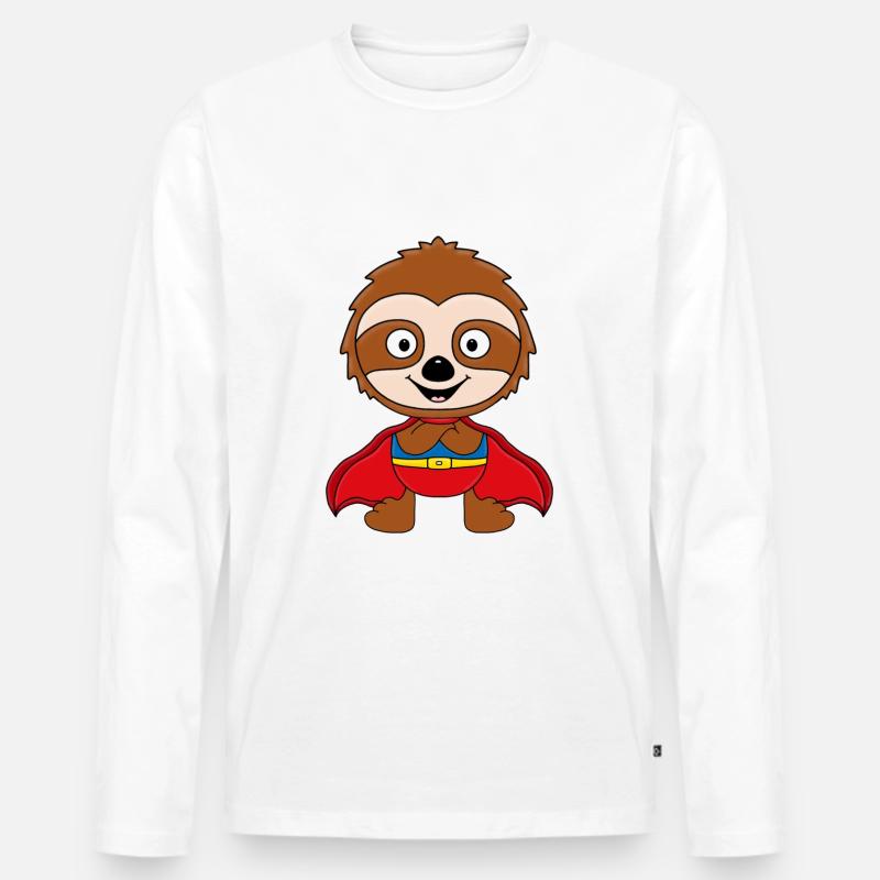 FAULTIER - SUPERHELD - TIER - TIERISCH - Männer Premium Bio Langarmshirt - Weiß