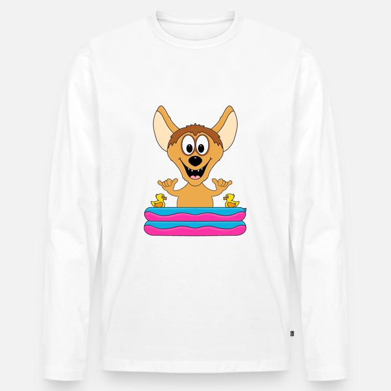 HYÄNE - POOL - PLANSCHBECKEN - TIERISCH - SHAKA - Männer Premium Bio Langarmshirt - Weiß
