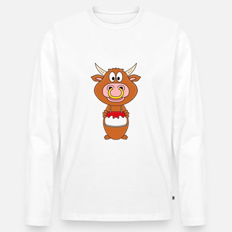 BULLE - RIND - STIER - KUH - GEBURTSTAG - TIER - Männer Premium Bio Langarmshirt - Weiß