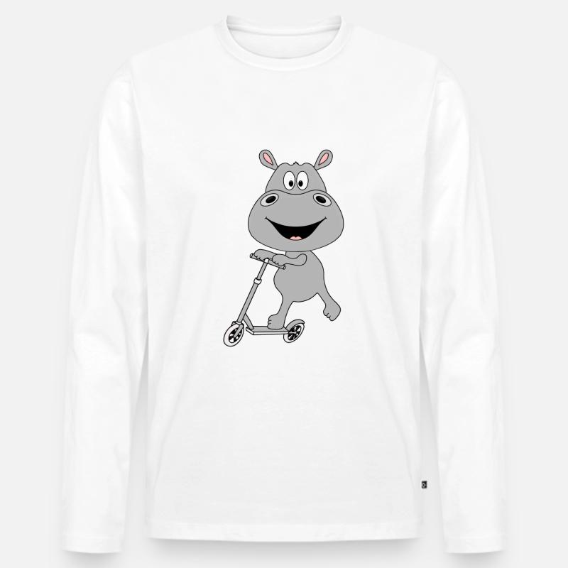 NILPFERD - HIPPO - FLUSSPFERD - ROLLER - TIER - Männer Premium Bio Langarmshirt - Weiß