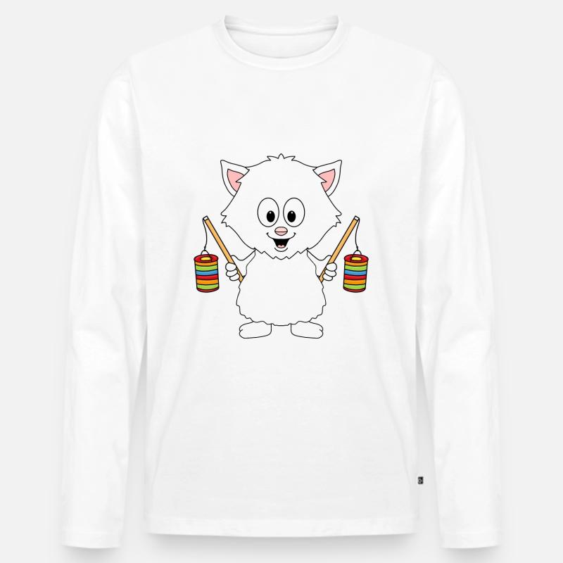 KATZE - KATER - LATERNE - LATERNENUMZUG - Männer Premium Bio Langarmshirt - Weiß