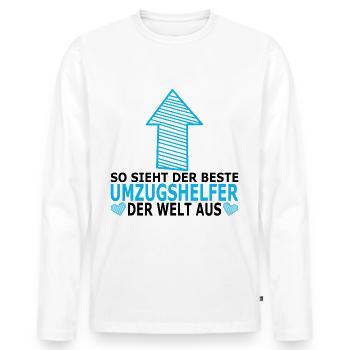 Umzugshelfer Dankeschön Danke Geschenkideen - Männer Premium Bio Langarmshirt - Weiß - Vorne - Nico (187cm)