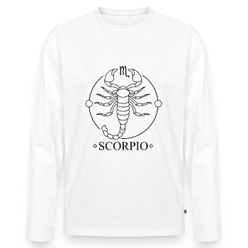 Skorpion Sternzeichen Horoskop Aszendent Geschenk - Männer Premium Bio Langarmshirt - Weiß - Vorne - Nico (187cm)