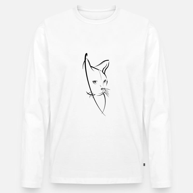 Chat-Linienkunst - Männer Premium Bio Langarmshirt - Weiß