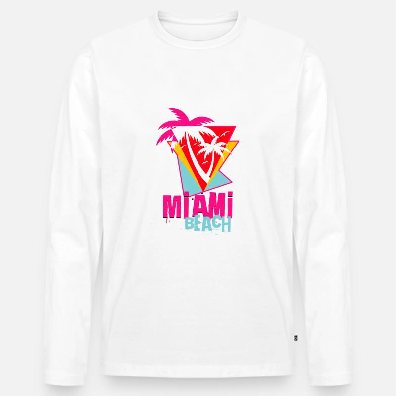 MIAMI Beach Kunst - Männer Premium Bio Langarmshirt - Weiß