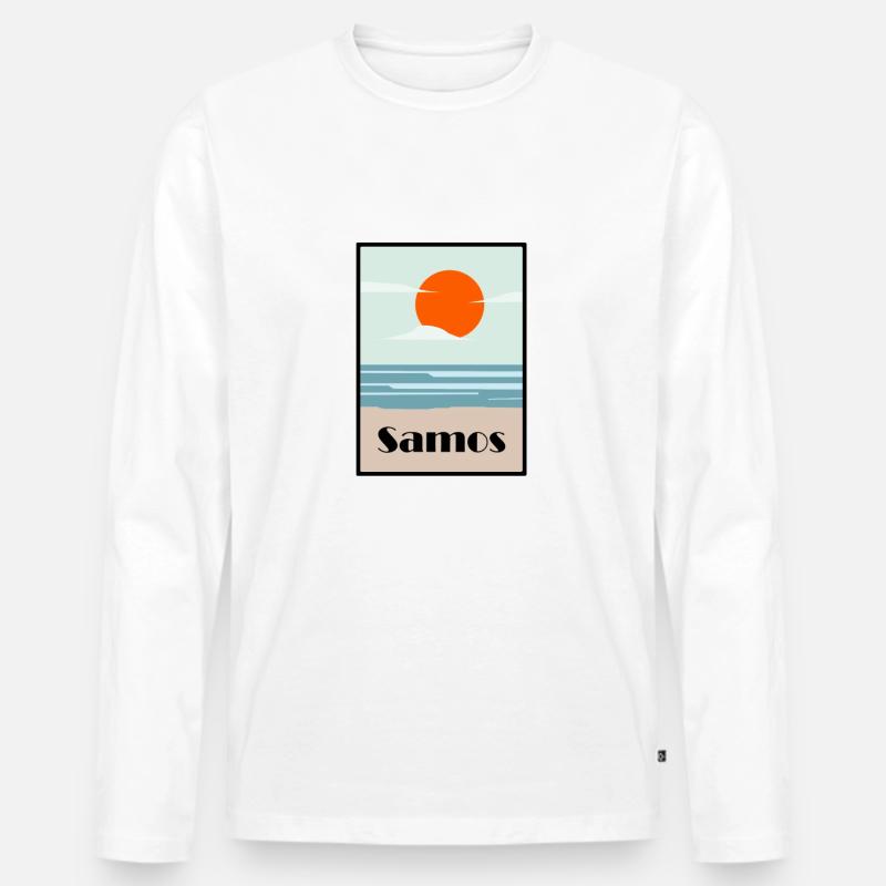 samos See Meer art deco - Männer Premium Bio Langarmshirt - undefined