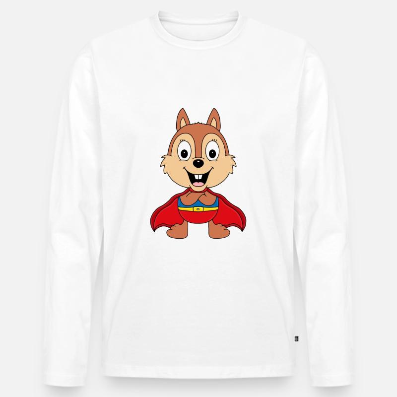 SUPERHELD - EICHHÖRNCHEN - TIER - TIERISCH - Männer Premium Bio Langarmshirt - Weiß