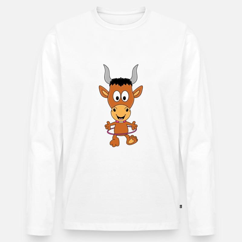 STIER - BULLE - TIER - TIERISCH - Männer Premium Bio Langarmshirt - Weiß