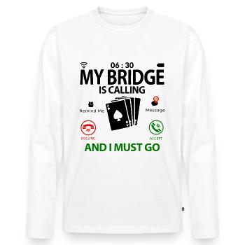Joueur de bridge Joueur de bridge Paroles drôles Humour - T-shirt manches longues Premium bio Homme - blanc - Devant - Nico (187cm)