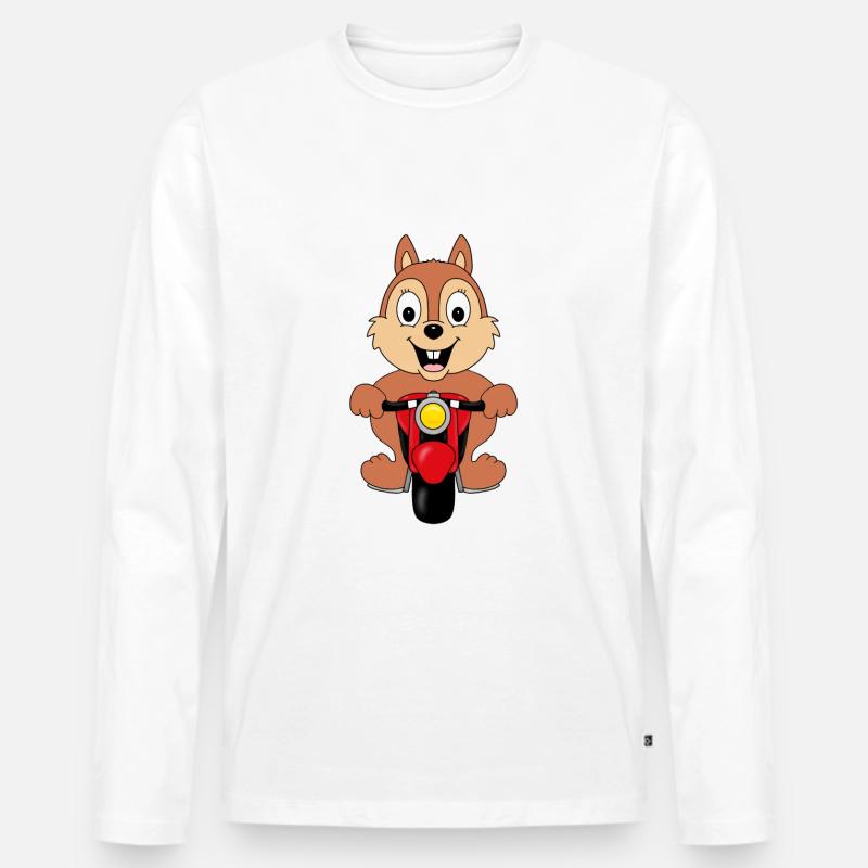 EICHHÖRNCHEN - MOTORRAD - BIKER - TIER - Männer Premium Bio Langarmshirt - Weiß