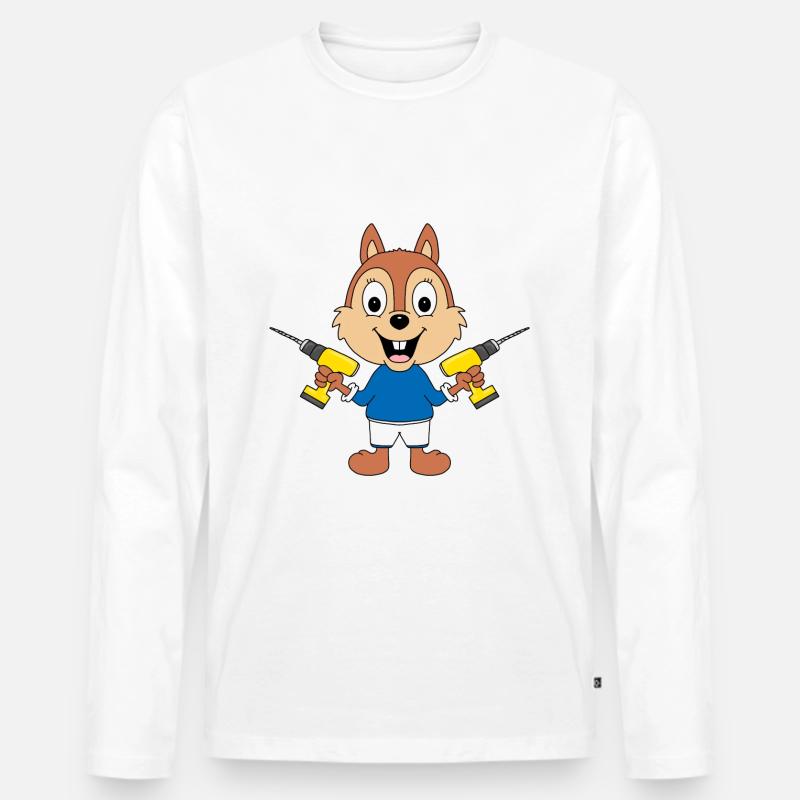 BOHRER - EICHHÖRNCHEN - HANDWERKER - Männer Premium Bio Langarmshirt - Weiß