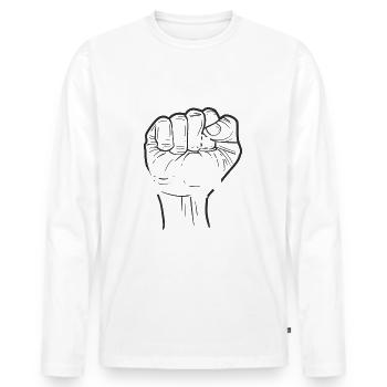 C'est non ! rebel manifestation - T-shirt manches longues Premium bio Homme - blanc - Devant - Nico (187cm)