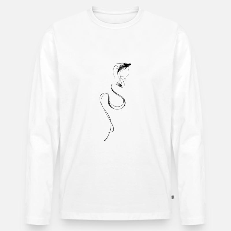 Seeschlange lineart - Männer Premium Bio Langarmshirt - Weiß