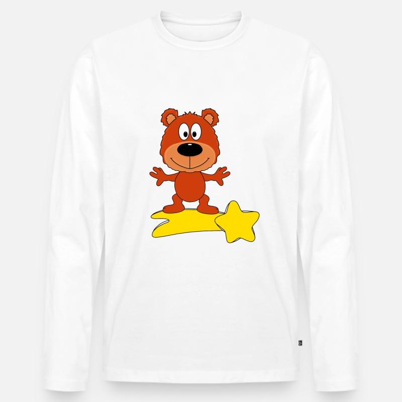 STERNSCHNUPPE - TEDDYBÄR - BÄR - TEDDY - KIND - Männer Premium Bio Langarmshirt - Weiß