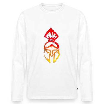 Casque sparte sketchy - T-shirt manches longues Premium bio Homme - blanc - Devant - Nico (187cm)