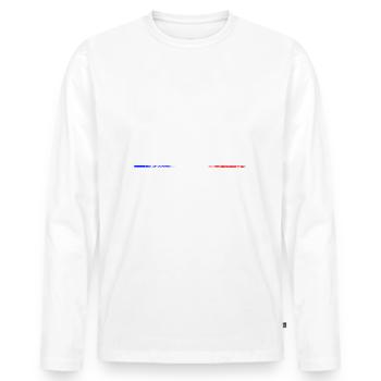 Riesig! wie mein humorvolles made in Fr. - Männer Premium Bio Langarmshirt - Weiß - Vorne - Nico (187cm)