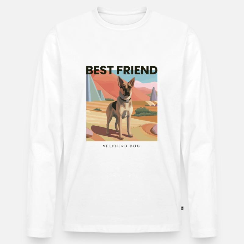 Bester Freund Schäferhund - Männer Premium Bio Langarmshirt - Weiß