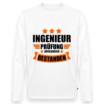Diplom Ingenieur Dipl ing Abschluss bestanden - Männer Premium Bio Langarmshirt - Weiß - Vorne - Nico (187cm)