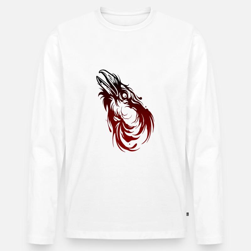 Krähenkopf - Männer Premium Bio Langarmshirt - Weiß