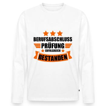 Berufsabschluss Prüfung bestanden für Gesellen - Männer Premium Bio Langarmshirt - Weiß - Vorne - Nico (187cm)