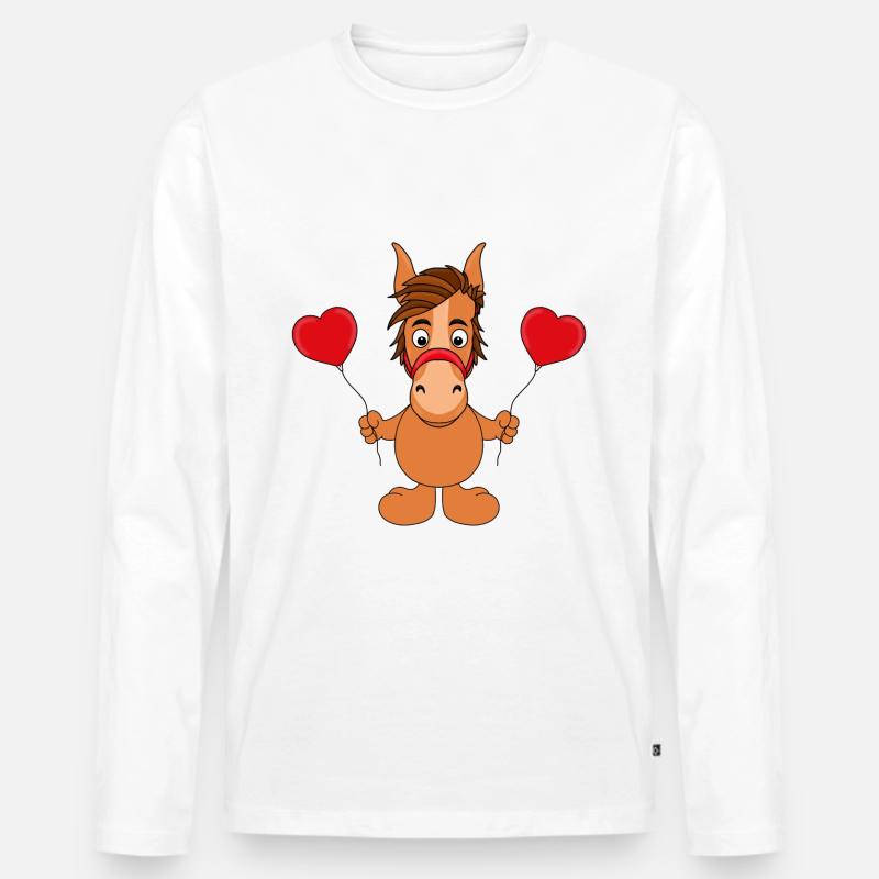 LUFTBALLONS - HERZCHEN - LIEBE - PFERD - PONY - Männer Premium Bio Langarmshirt - Weiß
