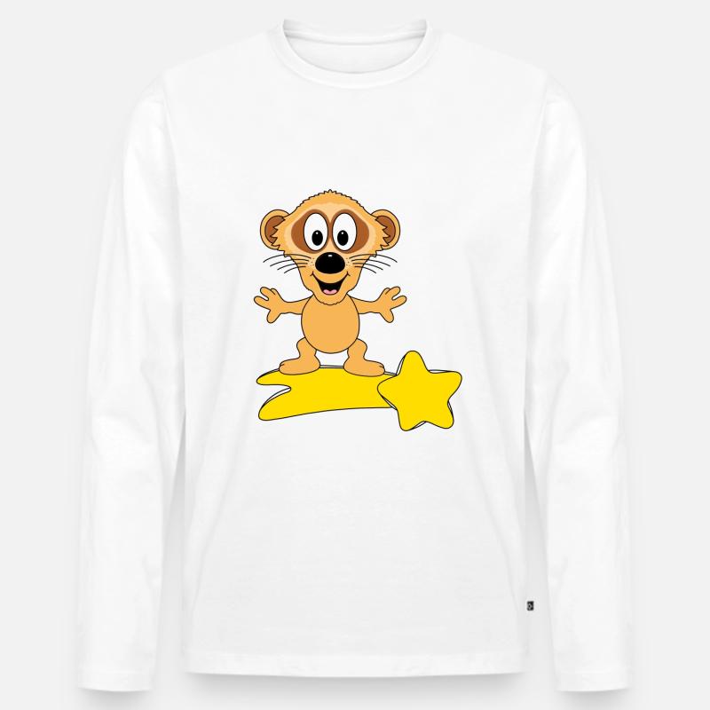 ERDMÄNNCHEN - STERNSCHNUPPE - SURFER - TIER - Männer Premium Bio Langarmshirt - Weiß