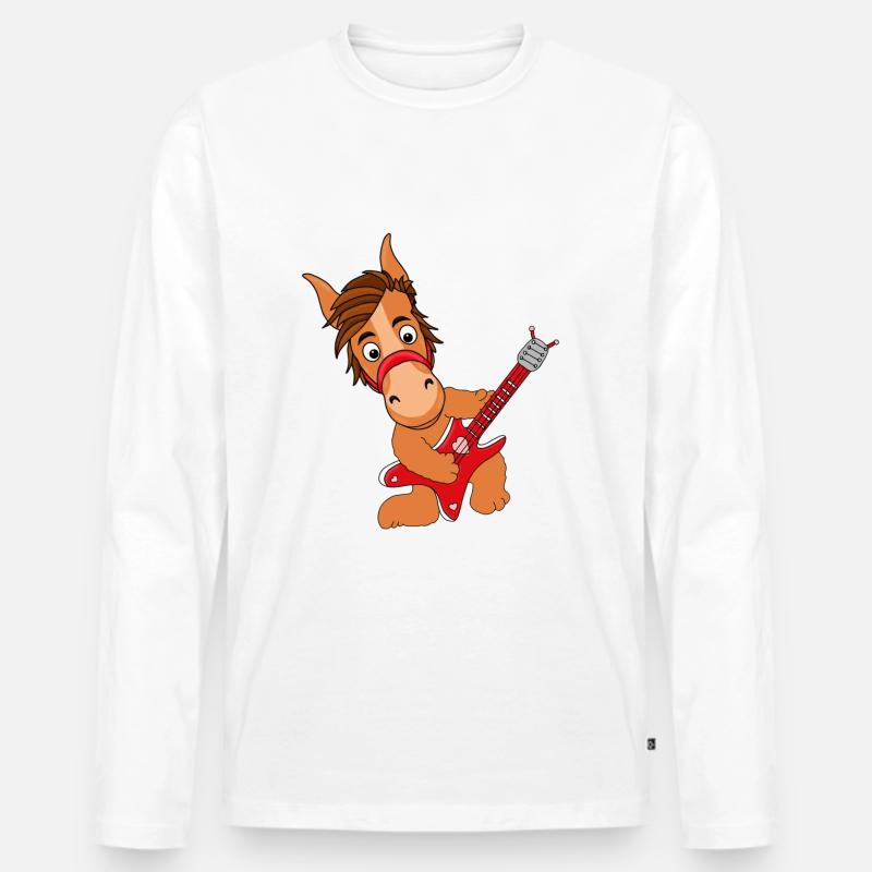 PFERD - GITARRE - PONY - Männer Premium Bio Langarmshirt - Weiß