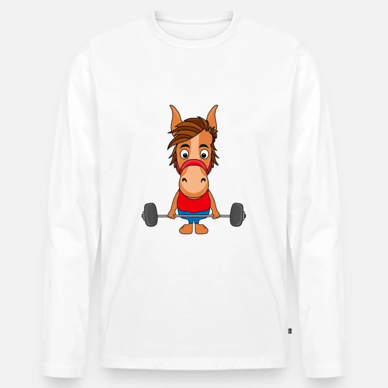 GEWICHTHEBER - PFERD - Männer Premium Bio Langarmshirt - Weiß