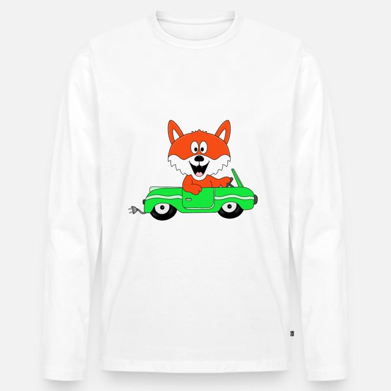FUCHS - E-AUTO - Männer Premium Bio Langarmshirt - Weiß
