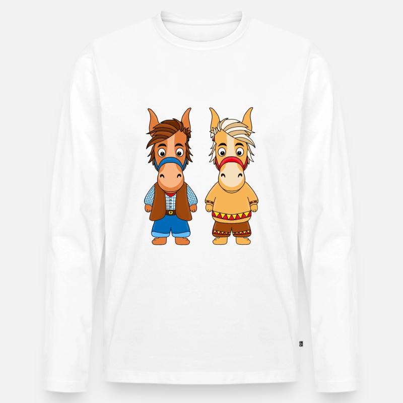 PFERDE - PONYS - Männer Premium Bio Langarmshirt - Weiß