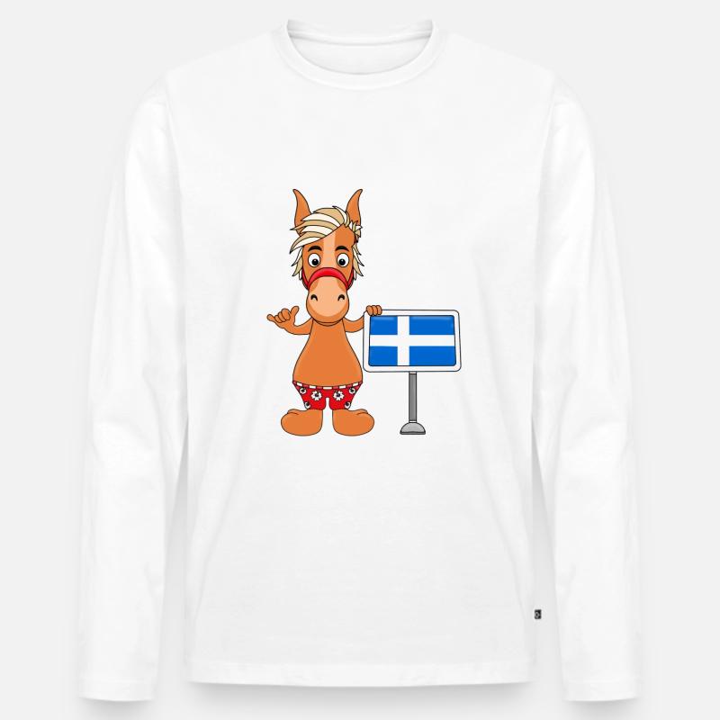 PFERD - PONY - SHETLANDINSELN - SHETLAND - SHETTY - Männer Premium Bio Langarmshirt - Weiß