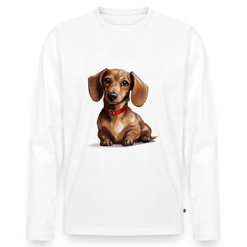 Teckel - T-shirt manches longues Premium bio Homme - blanc - Devant - Nico (187cm)