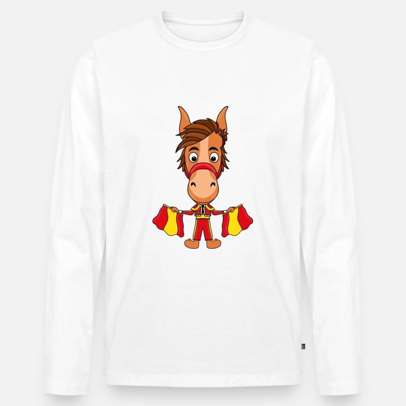 PFERD - PFERDE - PONY - PONYS - Männer Premium Bio Langarmshirt - Weiß