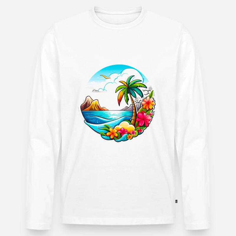 Holiday 01 - Männer Premium Bio Langarmshirt - Weiß