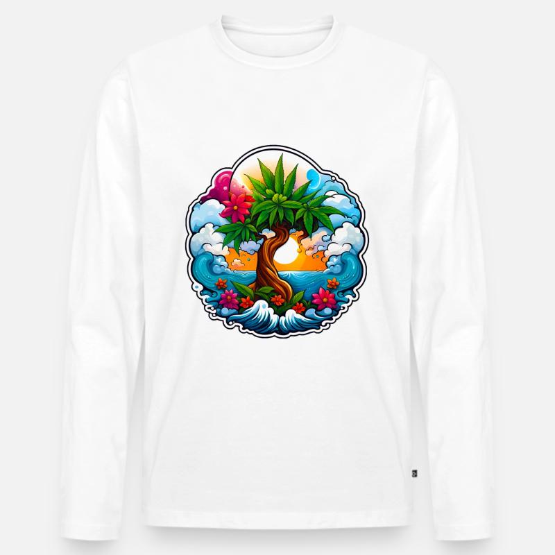 High waves 02 - Männer Premium Bio Langarmshirt - Weiß