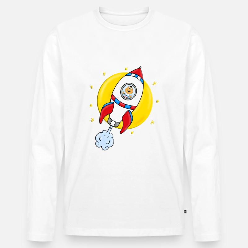 WELTRAUM - RAUMSCHIFF - ASTRONAUT - Männer Premium Bio Langarmshirt - Weiß