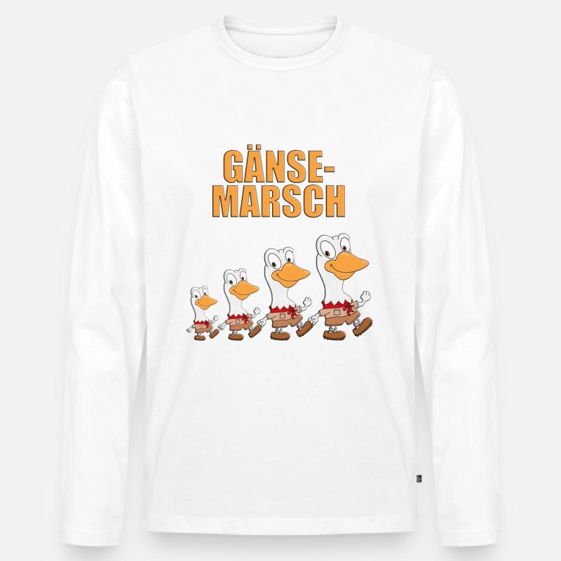 GÄNSEMARSCH - GÄNSE - GANS - Männer Premium Bio Langarmshirt - Weiß