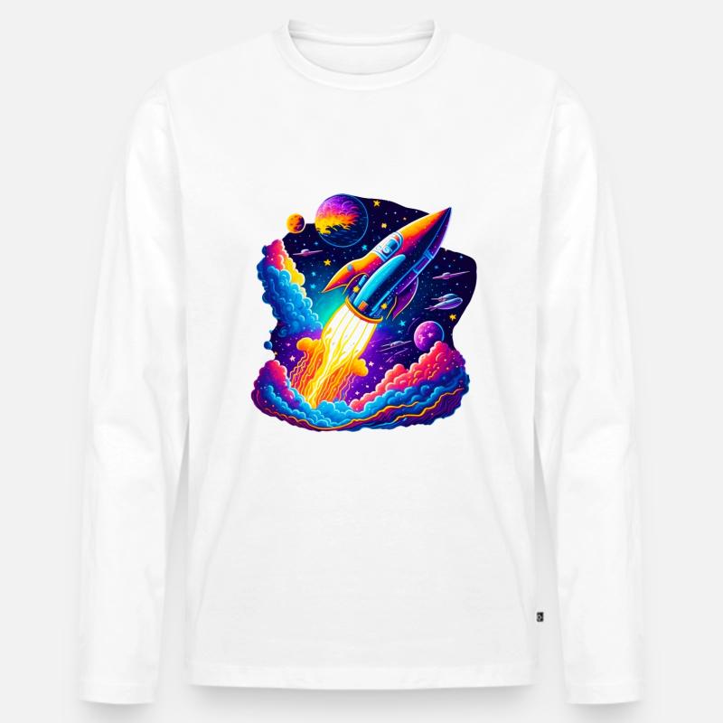 Space View / Rocket - Männer Premium Bio Langarmshirt - Weiß