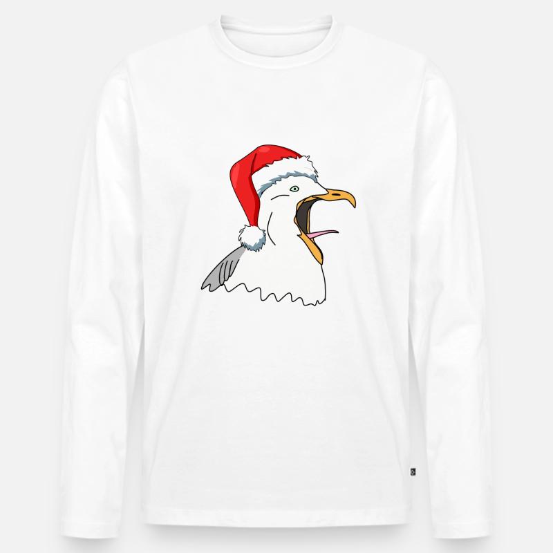 Möwe Weihnachten - Männer Premium Bio Langarmshirt - Weiß