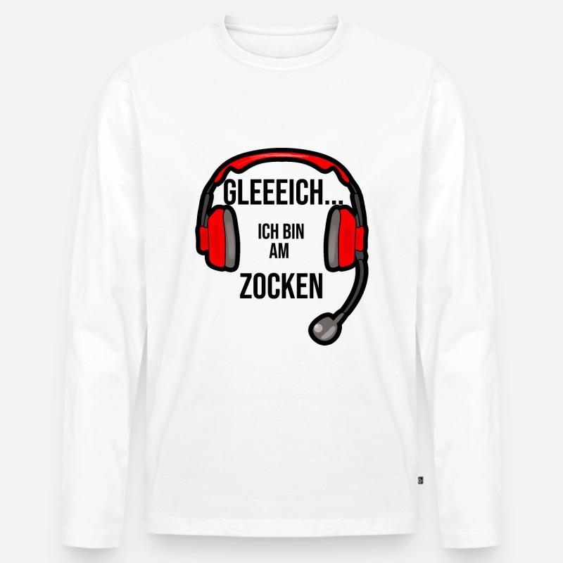 Gleich ich bin am zocken - Männer Premium Bio Langarmshirt - Weiß