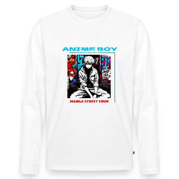 Manga Anime Chemises - T-shirt manches longues Premium bio Homme - blanc - Devant - Nico (187cm)