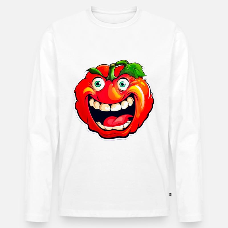 Böse Tomate - Männer Premium Bio Langarmshirt - Weiß