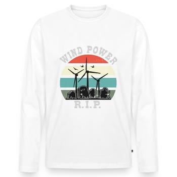 Wind Power RIP, No to Wind Energy - Men's Premium Organic Long Sleeve Shirt - white - Front - Nico (187cm)